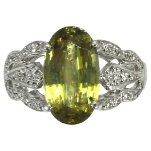 Pt･Pm900 スフェーン・ダイヤモンド リング SF3.15 ct D0.15 ct