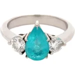 Pt･Pm900 モザンビーク産パライバトルマリン・ダイヤモンド リング 1.22・0.625ct