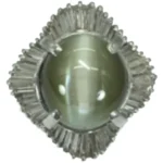 Pt・Pm900 クリソベルキャッツアイ・ダイヤモンド リング 13.97 ct 1.57 ct