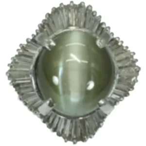 Pt・Pm900 クリソベルキャッツアイ・ダイヤモンド リング 13.97 ct 1.57 ct