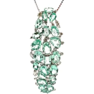 K18WG パライバトルマリン・ダイヤモンド ネックレス/ペンダントトップ 10.02・1ct