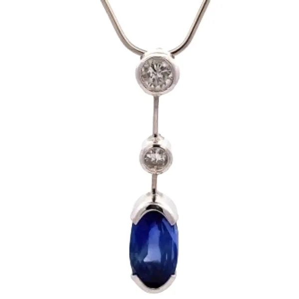 Pt･Pm900 ビルマ産非加熱ブルーサファイア・ダイヤモンド ペンダントトップ S4.37 ct D0.31・D0.11 ct