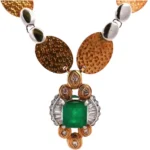 Pt900/K18[Kﾒｲﾝ] エメラルド・ダイヤモンド ネックレス/ペンダントトップ 3.74・D1.50ct