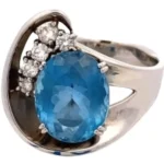 Pt･Pm900 アクアマリン・ダイヤモンド リング 7.83 ct 0.45 ct