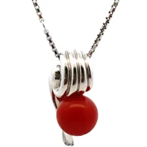 Pt850/Pt900 サンゴ・ダイヤモンド ネックレス/ペンダントトップ 0.06ct