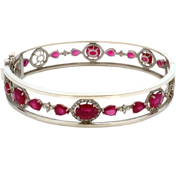 K18WG ルビー・ダイヤモンド ブレスレット/バングル 9.93・D0.98ct