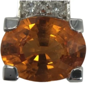 Pt850Pt900 スペサルティンガーネット・ダイヤモンド ネックレストップ 2.51 ct 0.11 ct