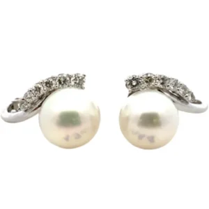 K14WG パール・ダイヤモンド ピアス/イヤリング