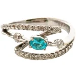 K18WG パライバトルマリン・ダイヤモンド リング 0.17・0.34ct