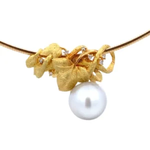 K18/K14 パール・ダイヤモンド ネックレス/ペンダントトップ 0.12ct