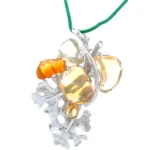 K18WG オパール・ダイヤモンド ブローチ 9.19・0.05ct