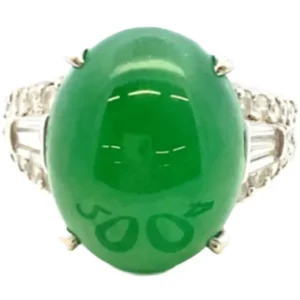 Pt･Pm900 翡翠・ダイヤモンド リング 10.791・D0.51ct