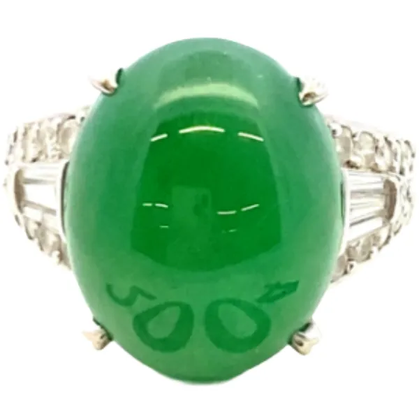 Pt･Pm900 翡翠・ダイヤモンド リング 10.791・D0.51ct