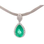 Pt900/K18WG コロンビア産エメラルド・ダイヤモンド ネックレス/ペンダントトップ 15.3・3.13ct