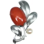 K14WG サンゴ・パール ブローチ