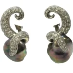 Pt･Pm900 パール・ダイヤモンド ピアス/イヤリング 1.34