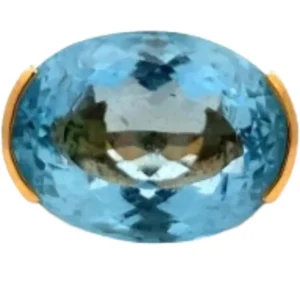 K18 アクアマリン・ダイヤモンド リング 23.9 ct 0.99 ct