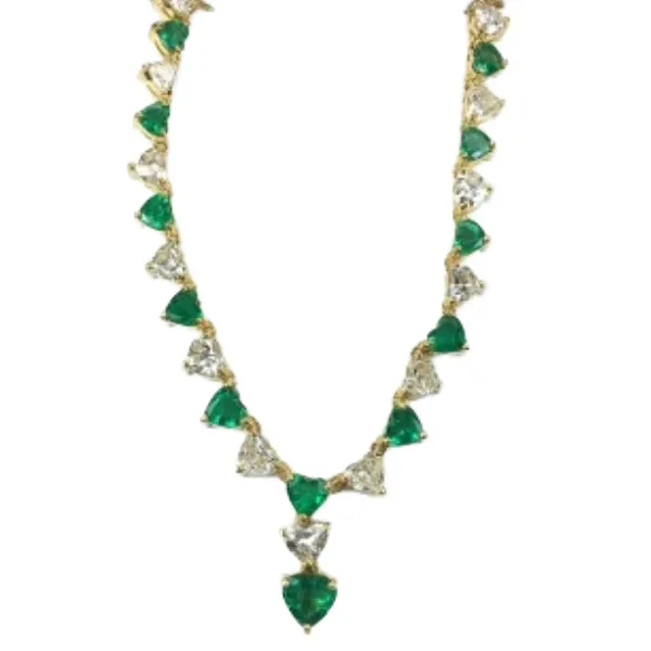 K18エメラルド・ダイヤモンド ネックレス 3.48・3.55 ct