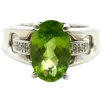 Pt･Pm900 ペリドット・ダイヤモンド リング 4.46・0.08ct