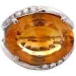 Pt･Pm900 シトリン・ダイヤモンド リング D0.32 ct