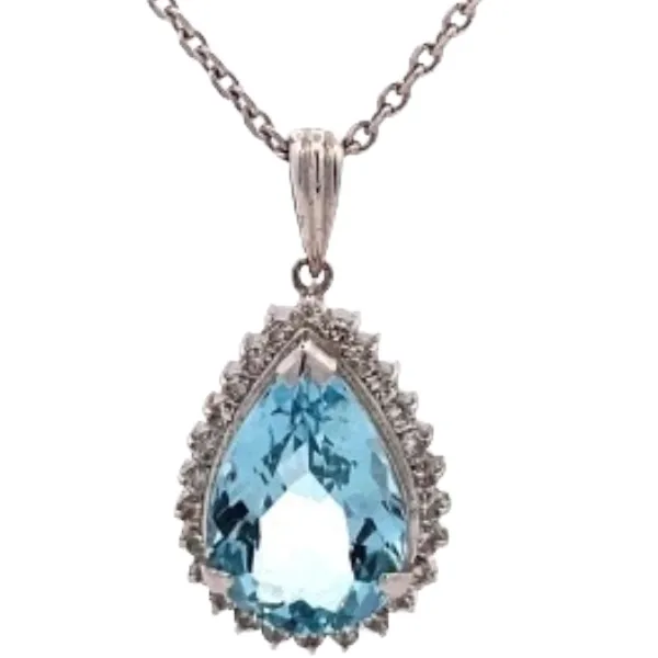 Pt850Pt アクアマリン・ダイヤモンド ネックレストップ 4.3・0.47 ct