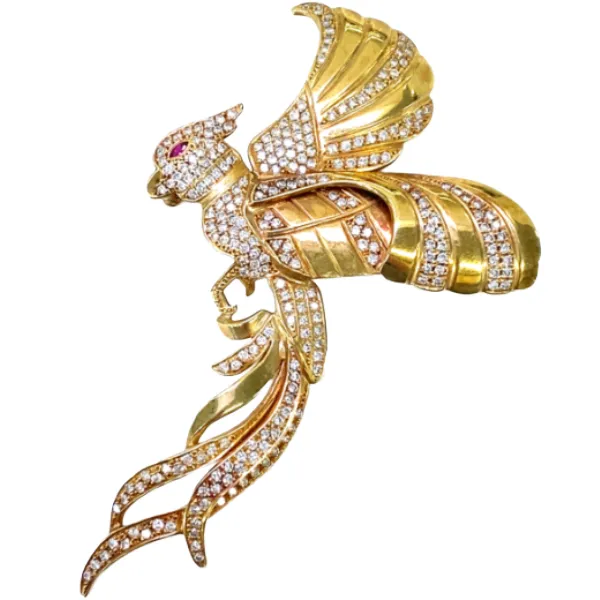 K18 ルビー・ダイヤモンド ブローチ 1.90 0.55ct