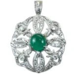 K18WG エメラルド・ダイヤモンド ブローチ E1.67 ct D0.55 ct