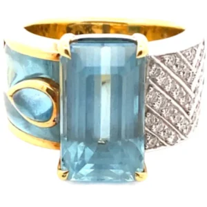 K18 アクアマリン・多色石 リング 7.23・9.45・0.35・0.40ct