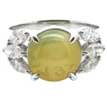 Pt･Pm900 クリソベリルキャッツアイ・ダイヤモンド リング 4.46・0.60ct