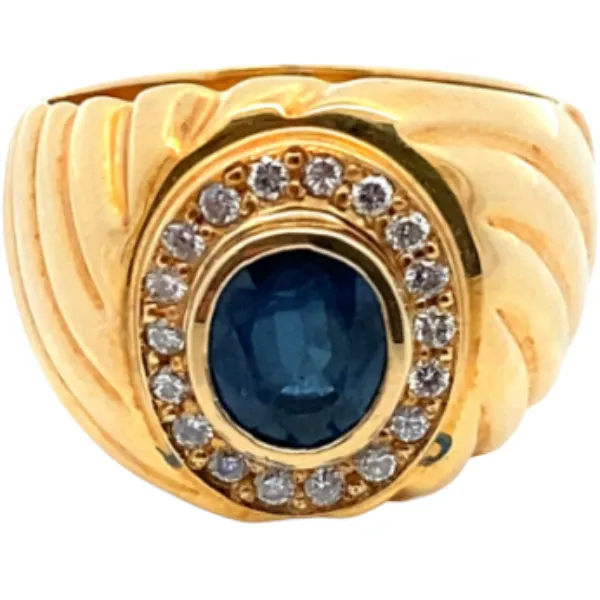 K18 サファイア・ダイヤモンド リング S2.18・D0.3ct