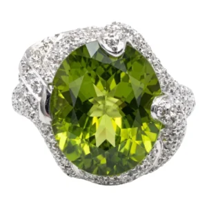 K18 ペリドット・ダイヤモンド リング 7.73 ct D1.41 ct