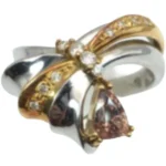 Pt900/K18[Ptﾒｲﾝ] スモーキークォーツ・ダイヤモンド リング 1.073 ct 0.18 ct