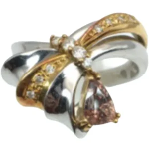 Pt900/K18[Ptﾒｲﾝ] スモーキークォーツ・ダイヤモンド リング 1.073 ct 0.18 ct