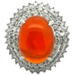 Pt･Pm900 ファイヤーオパール・ダイヤモンド リング 3.72・1.34ct