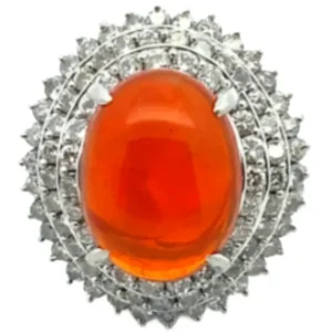 Pt･Pm900 ファイヤーオパール・ダイヤモンド リング 3.72・1.34ct