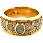 K18/Pt クリソベリルキャッツアイ・ダイヤモンド リング 0.6・1.2ct