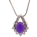 Pt･Pm900 ラベンダー翡翠・ダイヤモンド ネックレストップ J1.64 ct D0.37 ct