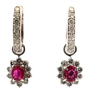 K18WG ルビー・ダイヤモンド ピアス/イヤリング 0.56・D0.43・0.25・0.38・0.34・0.25ct