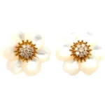 K18 シェル・ダイヤモンド ピアス/イヤリング 0.30・0.30ct