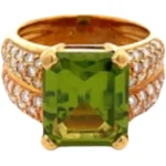 K18 ペリドット・ダイヤモンド リング 6.1 ct 0.81 ct