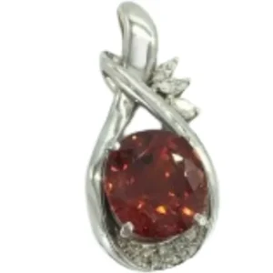 K18WG スペサルティンガーネット・ダイヤモンド  ペンダントトップ 8.04 ct 0.21 ct