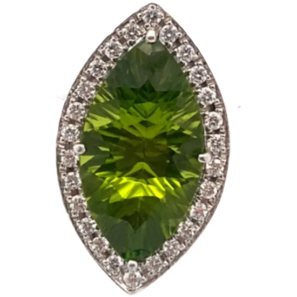 Pt･Pm900 ペリドット・ダイヤモンド リング 7.85・0.33ct