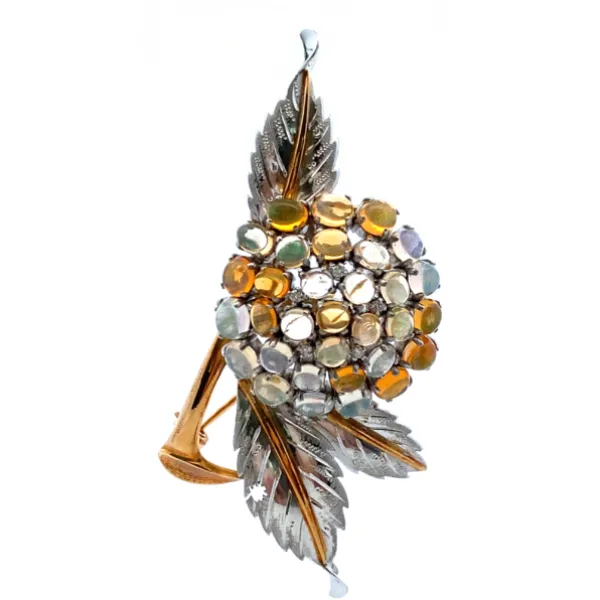 Pt900/K18 オパール・ダイヤモンド ネックレス/ペンダントトップ 6.56・D0.07ct