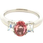 Pt･Pm900 パパラチアサファイア・ダイヤモンド リング 0.949・0.47ct