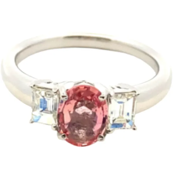 Pt･Pm900 パパラチアサファイア・ダイヤモンド リング 0.949・0.47ct