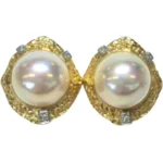 Pt900/K18[Kﾒｲﾝ] マベパール・ダイヤモンド ピアス/イヤリング 0.04・0.04 ct