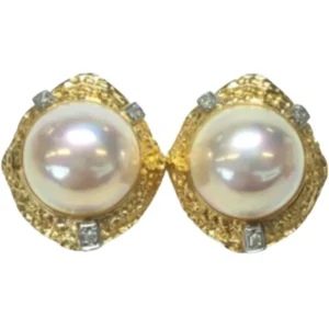 Pt900/K18[Kﾒｲﾝ] マベパール・ダイヤモンド ピアス/イヤリング 0.04・0.04 ct