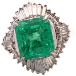Pt･Pm900 コロンビア産エメラルド・ダイヤモンド リング 3.85・0.91ct