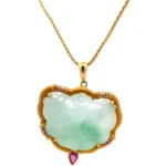 K18 翡翠・多色石 ネックレス/ペンダントトップ 0.22ct