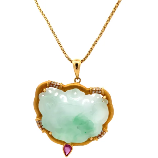 K18 翡翠・多色石 ネックレス/ペンダントトップ 0.22ct